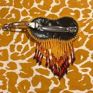 Accessories | Beaded Barrette In Yellow Orange Brown Flower  display picture 3